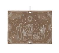 Tappetino scolapiatti marrone celeste per bancone della cucina, tappetino assorbente per scolapiatti con notte stellata, tappetino scolapiatti rustico in microfibra cosmica per decorazione bancone