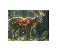 Tappetino scolapiatti meccanizzato con foresta di alci, grande, in microfibra, riutilizzabile, lavabile, per accessori da cucina, 45,7 x 61 cm