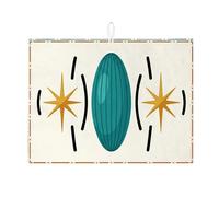 Tappetino scolapiatti Mid-Century per bancone della cucina, tappetino assorbente per scolapiatti color foglia di tè e oro, tappetino scolapiatti geometrico retrò in microfibra, 45,7 x 61 cm