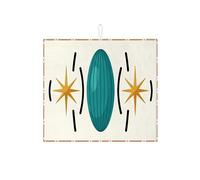 Tappetino scolapiatti Mid-Century per bancone della cucina, tappetino assorbente per scolapiatti color foglia di tè e oro, tappetino scolapiatti geometrico retrò in microfibra, 40,6 x 45,7 cm