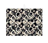 Tappetino scolapiatti moderno astratto per bancone della cucina, nero e beige, assorbente, tappetino scolapiatti per tutto l'anno elegante in microfibra 45,7 x 61 cm