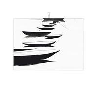 Tappetino scolapiatti monocromatico con scena di pesca, 45,7 x 61 cm, super assorbente e lavabile in lavatrice