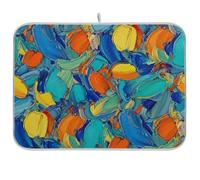Tappetino scolapiatti multicolore con pittura ad olio astratta, tappetino scolapiatti reversibile da cucina, 45,7 x 61 cm