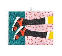 Tappetino scolapiatti multicolore, illustrazione retrò, dipinto a mano, decorato, tappetino scolapiatti resistente al calore, piccolo, 16 x 18 pollici