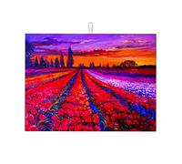 Tappetino scolapiatti multicolore, motivo: paesaggio, simula un dipinto a olio, bianco, decorazione da cucina, piccolo, 16 x 18 pollici
