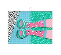 Tappetino scolapiatti multicolore nero con illustrazione retrò, dipinto a mano, grande tappetino scolapiatti per il bancone della cucina, motivo stampato, grande, 18 x 24 pollici