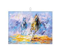 Tappetino scolapiatti multicolore, paesaggio, simula un dipinto a olio, grande, divertente, da cucina, grande, 18 x 24 pollici