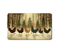 Tappetino scolapiatti natalizio a forma di gallina, per cucina, rustico, in gomma, assorbente, con motivo gallo, accogliente, invernale, in pelle PU, 30,5 x 50,8 cm