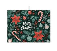 Tappetino scolapiatti natalizio a forma di stella di Natale per bancone della cucina, tappetino scolapiatti assorbente in stile vintage, in microfibra, per bar, 45 x 61 cm