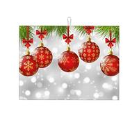 Tappetino scolapiatti natalizio con palla rossa per bancone da cucina in microfibra tappetino per scolapiatti assorbente Pad scolapiatti ad asciugatura rapida 46 × 61 cm