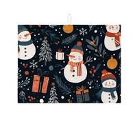 Tappetino scolapiatti natalizio con pupazzo di neve, per bancone della cucina, motivo natalizio invernale con pupazzo di neve, assorbente, in microfibra, per bancone della cucina, 45,7 x 61 cm