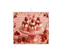 Tappetino scolapiatti natalizio floreale per bancone della cucina, tappetino assorbente in microfibra invernale per bar, 40,6 x 45,7 cm, colore rosso vintage medievale