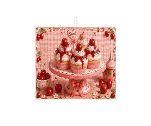Tappetino scolapiatti natalizio floreale per bancone della cucina, tappetino assorbente in microfibra invernale per bar, 40,6 x 45,7 cm, colore rosso vintage medievale