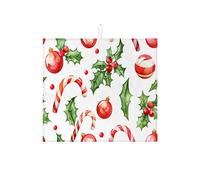 Tappetino scolapiatti natalizio per bancone della cucina, bastoncino di zucchero rosso e ornamento, tappetino scolapiatti assorbente, in microfibra, per le vacanze, per bar, 40,6 x 45,7 cm