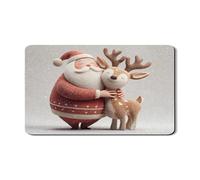 Tappetino scolapiatti natalizio per bancone della cucina, con Babbo Natale e renna, in gomma assorbente, tappetino scolapiatti in pelle sintetica per le feste, 30,5 x 50,8 cm