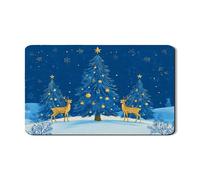 Tappetino scolapiatti natalizio per bancone della cucina, con scena innevata blu, in gomma assorbente, tappetino scolapiatti in pelle PU, tappetino per asciugatura per bar, 30,5 x 50,8 cm