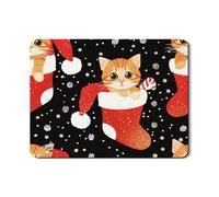 Tappetino scolapiatti natalizio per bancone della cucina, grazioso gatto zenzero con calza in gomma assorbente, tappetino in pelle sintetica per asciugare le feste, 45,7 x 61 cm