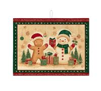 Tappetino scolapiatti natalizio per bancone della cucina, grazioso omino di pan di zenzero e pupazzo di neve, tappetino assorbente in microfibra per bancone della cucina, 45,7 x 61 cm