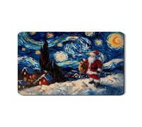 Tappetino scolapiatti natalizio per bancone della cucina, motivo: Babbo Natale con notte stellata, in gomma assorbente, tappetino scolapiatti in pelle sintetica per decorazione del bancone della
