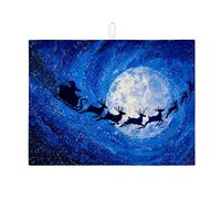 Tappetino scolapiatti natalizio per bancone della cucina, motivo notte stellata con Babbo Natale, assorbente, tappetino scolapiatti in microfibra per decorazione del bancone della cucina, 45 x 61 cm