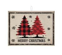 Tappetino scolapiatti natalizio per bancone della cucina, motivo scozzese rosso e albero, assorbente, in microfibra, per proteggere il bar, 45,7 x 61 cm