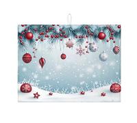 Tappetino scolapiatti natalizio per bancone della cucina, ornamento rosso, tappetino scolapiatti assorbente, tappetino in microfibra invernale per proteggere bar, 45 x 61 cm