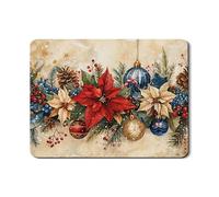 Tappetino scolapiatti natalizio per bancone della cucina, stella di Natale rossa e ornamento blu in gomma assorbente, tappetino per asciugare i piatti in pelle sintetica invernale per bar, 45 x 61 cm