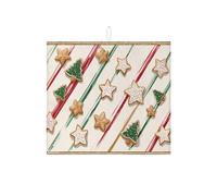 Tappetino scolapiatti natalizio per bancone della cucina, stelle di pan di zenzero e alberi, tappetino scolapiatti assorbente, tappetino scolapiatti in microfibra per le vacanze, 40,6 x 45,7 cm