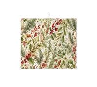 Tappetino scolapiatti natalizio per bancone della cucina, tappetino assorbente per scolapiatti vintage botanico, tappetino in microfibra per le vacanze, 40,6 x 45,7 cm