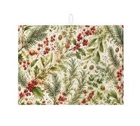 Tappetino scolapiatti natalizio per bancone della cucina, tappetino assorbente per scolapiatti vintage botanico, tappetino in microfibra per le vacanze, 45,7 x 61 cm