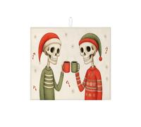 Tappetino scolapiatti natalizio per bancone della cucina, tappetino scolapiatti assorbente vintage rosso e verde cartone animato, tappetino scolapiatti in microfibra divertente per le vacanze, 40,6 x