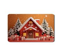 Tappetino scolapiatti natalizio per bancone della cucina, tappetino scolapiatti in gomma assorbente con fiocchi di neve e casa rossa, tappetino scolapiatti invernale in pelle PU, 30,5 x 50,8 cm