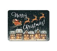 Tappetino scolapiatti natalizio per cucina, design con slitta di Babbo Natale, in gomma assorbente, tappetino scolapiatti in pelle sintetica per bar, 45 x 61 cm