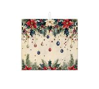 Tappetino scolapiatti natalizio per cucina, stella di Natale e ornamento, assorbente, tappetino scolapiatti in microfibra, per bar, 40,6 x 45,7 cm