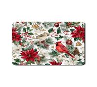 Tappetino scolapiatti natalizio per cucina, stella di Natale rossa e cardinale in gomma assorbente, tappetino scolapiatti in pelle sintetica per bancone, 30,5 x 50,8 cm