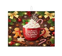 Tappetino scolapiatti natalizio per cucina, tappetino assorbente rosso, tappetino scolapiatti in microfibra di pan di zenzero e cacao, per bancone della cucina, decorazione per le vacanze, 45,7 x 61