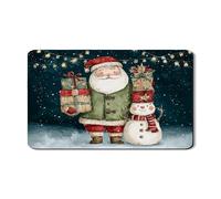 Tappetino scolapiatti natalizio per cucina, vintage, Babbo Natale e pupazzo di neve, tappetino scolapiatti in gomma assorbente, tappetino scolapiatti in pelle PU per bancone, 30,5 x 50,8 cm