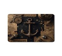 Tappetino scolapiatti nautico, con ancora vintage, in gomma, assorbente, in stile antico, per proteggere il bancone della cucina, 30,5 x 50,8 cm