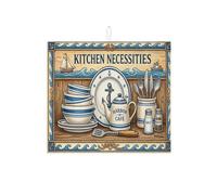 Tappetino scolapiatti nautico per bancone della cucina, con ancore blu e barca a vela, tappetino assorbente per scolapiatti estivo, in microfibra, 40,6 x 45,7 cm