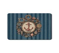 Tappetino scolapiatti nautico per bancone della cucina, con ancore vintage, in gomma assorbente, tappetino scolapiatti in pelle PU costiera per decorazione estiva 30,5 x 50,8 cm