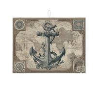 Tappetino scolapiatti nautico per bancone della cucina, con mappa vintage, assorbente, tappetino scolapiatti in microfibra per cucina, decorazione per bancone della cucina, 45,7 x 61 cm