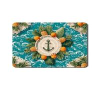 Tappetino scolapiatti nautico per bancone della cucina, tappetino assorbente in gomma per asciugare i piatti con frutta tropicale, ispirato all'oceano estivo, protezione per scolapiatti 30,5 x 50,8 cm