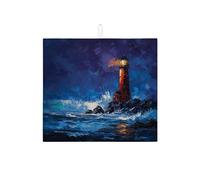 Tappetino scolapiatti nautico per bancone della cucina, tappetino assorbente per scolapiatti con faro costiero, tappetino in microfibra oceanica per protezione bancone della cucina, 40,6 x 45,7 cm