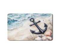 Tappetino scolapiatti nautico per bancone della cucina, tappetino in gomma assorbente blu costiero, tappetino per scolapiatti in pelle PU a tema spiaggia per bar 30,5 x 50,8 cm