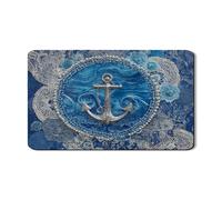 Tappetino scolapiatti nautico per bancone della cucina, tappetino scolapiatti in gomma assorbente blu con ancore blu, tappetino scolapiatti vintage in pizzo per protezione bar 30,5 x 50,8 cm