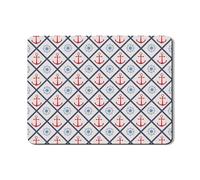 Tappetino scolapiatti nautico per cucina, con ancore rosse e ruota blu, tappetino in gomma assorbente, tappetino estivo in pelle PU per bar 45,7 x 61 cm