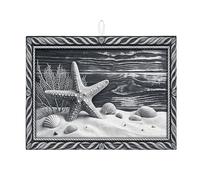 Tappetino scolapiatti nero bianco per bancone della cucina, motivo stella marina e conchiglia, tappetino assorbente in microfibra nautico estivo 45,7 x 61 cm