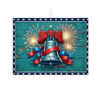 Tappetino scolapiatti Patriotic Bell per bancone della cucina, tappetino assorbente per scolapiatti con stella blu, tappetino estivo in microfibra per proteggere bar, 45,7 x 61 cm
