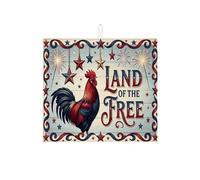 Tappetino scolapiatti Patriotic Gallo per bancone della cucina, tappetino assorbente vintage rosso e blu con stelle, tappetino in microfibra per asciugare il giorno dell'indipendenza estiva 40,6 x