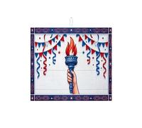 Tappetino scolapiatti Patriotic Torch per bancone della cucina, tappetino scolapiatti assorbente per le feste, tappetino scolapiatti in microfibra Summer Independence, 40,6 x 45,7 cm